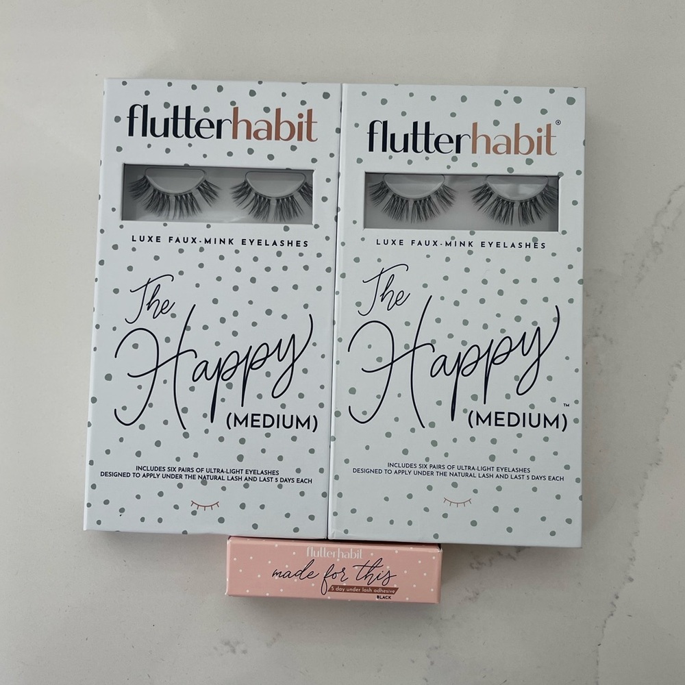 FlutterHabit The Happy (Medium) - 2 boxes and Made For This Adhesive in Black.